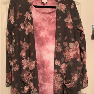 LuLaRoe rose print Sarah and tie dye Irma